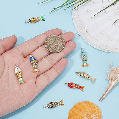 7Pcs 7 Colors Rack Plating Brass Pendants KK-DR0001-52-1