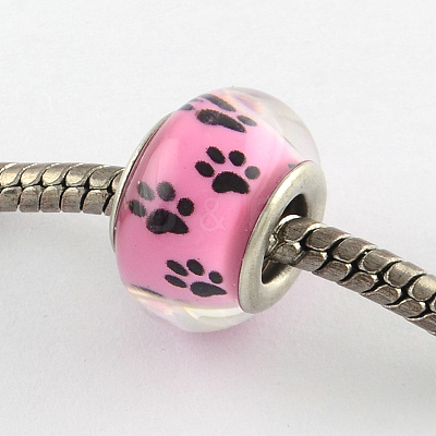 Large Hole Dog Paw Prints Pattern Resin European Beads OPDL-Q129-226A-1