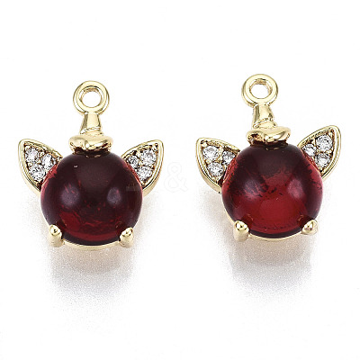 Brass Micro Pave Cubic Clear Zirconia Charms KK-N232-133-NF-1