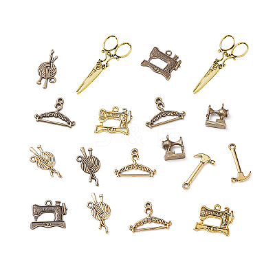 90 Pcs 9 Styles Tibetan Style Alloy Pendants TIBEP-PH0001-20-1