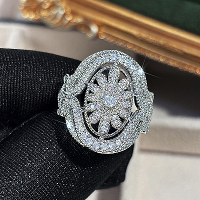 Brass Micro Pave Cubic Zirconia Finger Rings for Women FS-WGE2DD0-01-1