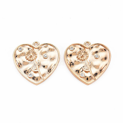 Brass Micro Pave Clear Cubic Zirconia Pendants KK-S364-185-1