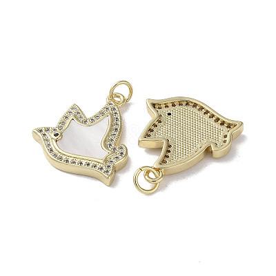 Brass Micro Pave Cubic Zirconia Pendants KK-G485-25A-G-1