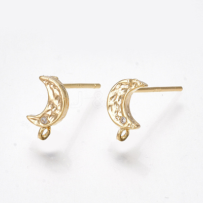 Brass Cubic Zirconia Stud Earring Findings X-KK-S350-033G-1