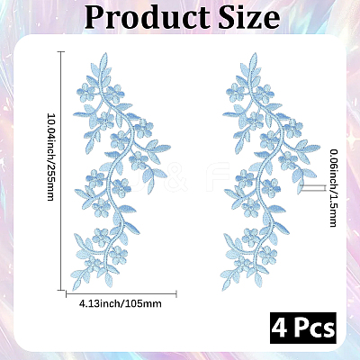 4Pcs Polyester Computerized Embroidery Cloth Iron on/Sew on Patches PATC-CY0001-80A-1
