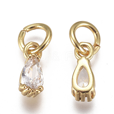 Brass Micro Pave Cubic Zirconia Charms X-ZIRC-F111-04G-09-1