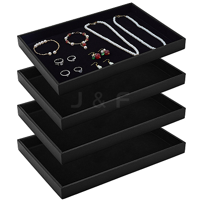Wood Covered with PU Leather Jewelry Display Trays for Earrings Rings Bracelets Necklaces ODIS-WH0043-223-1