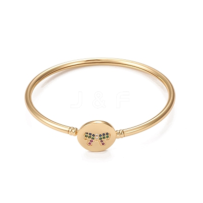 Rack Plating Brass Micro Pave Cubic Zirconia Bangles BJEW-E071-20G-01-1