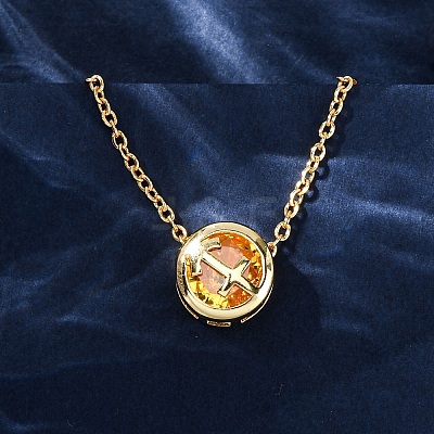 Brass Pave Cubic Zirconia Birth Stone Constellation Pendant Cable Chain Necklaces LS-NJEW-D334-01G-04-1
