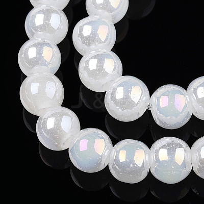 Electroplate Imitation Jade Glass Beads Strands GLAA-T032-J6mm-AB01-1