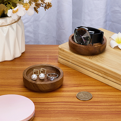Flat Round Wood Jewelry Plate DJEW-WH0027-06A-1