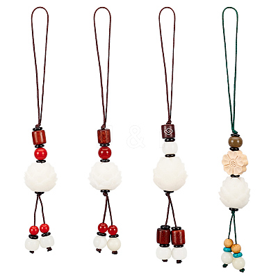 4Pcs 4 Style Lotus Mobile Straps AJEW-OC0004-11-1