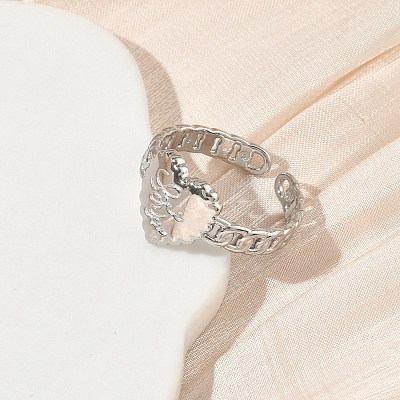 304 Stainless Steel Cuff Open Rings for Women RJEW-L341-05A-P-1