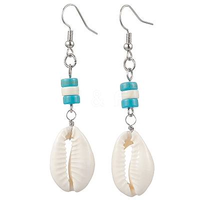 Natural Cowrie Shell Dangle Earrings EJEW-JE06262-1