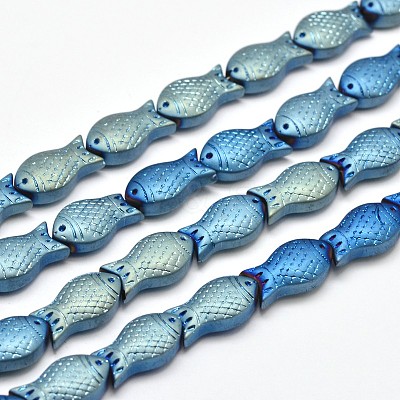 Full Plated Frosted Electroplate Glass Fish Beads Strands X-EGLA-M001-B01-1