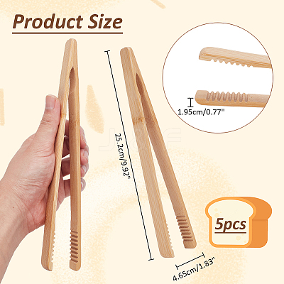 Bamboo Cooking Tongs AJEW-WH0270-205-1