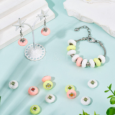 30Pcs Spray Painted Faceted Resin European Beads RESI-TADJ0001-05A-1