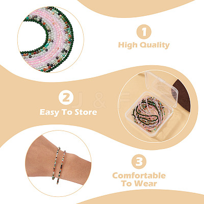5 Strands 5 Styles Synthetic Green Goldstone & Natural Green Lodolite Quartz & Multi-Color Agate & Amethyst & Cherry Blossom Agate Beads Strands G-TA0003-10-1