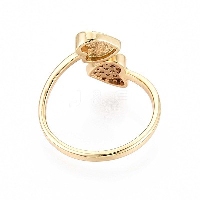 Brass Micro Pave Cubic Zirconia Cuff Rings for Women KK-T071-63G-1