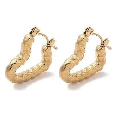 Texture Heart 201 Stainless Steel Half Hoop Earrings for Women EJEW-G385-19G-1