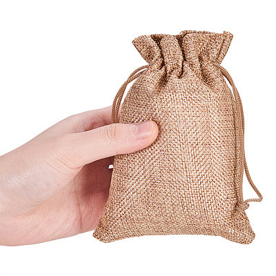 Burlap Packing Pouches Drawstring Bags ABAG-BC0001-07B-14x10-1