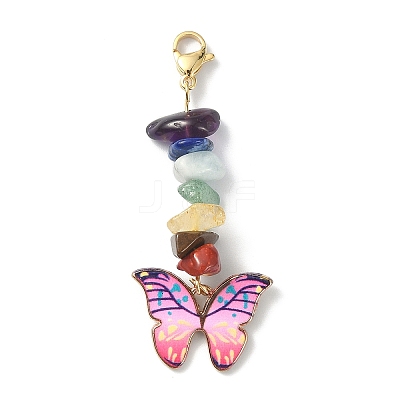 Butterfly Alloy Enamel Pendant Decorations HJEW-JM01192-01-1