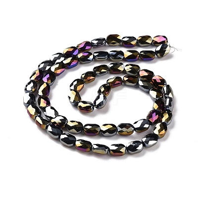 Faceted Electroplated Opaque Glass Beads Strands GLAA-G092-B05-1
