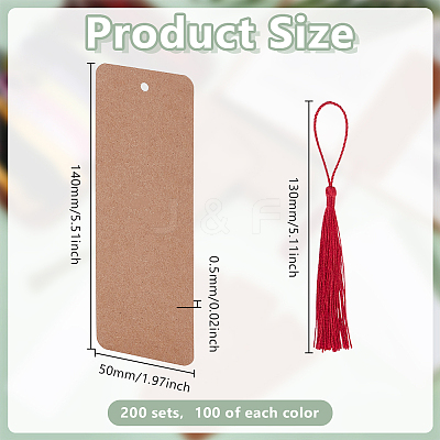 200Pcs 2 Colors Rectangle Paper Blank Bookmark FIND-GO0004-12-1