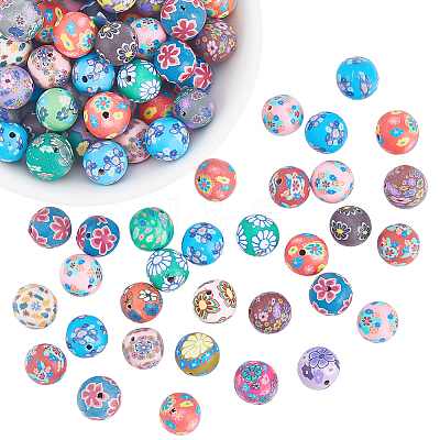 120Pcs Handmade Flower Pattern Polymer Clay Beads CLAY-PA0001-24A-1