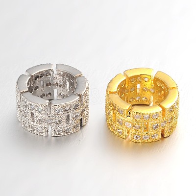 Brass Micro Pave Cubic Zirconia European Beads ZIRC-L037-46-FF-1