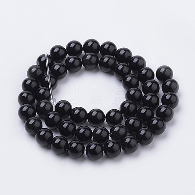 Natural Black Onyx Beads Strands G-S259-19-12mm-1