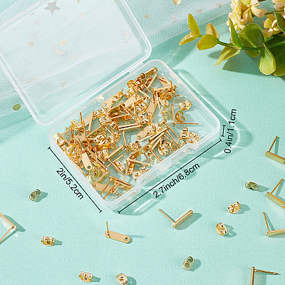 60Pcs 201 Stainless Steel Stud Earring Findings EJEW-BBC0001-05-1