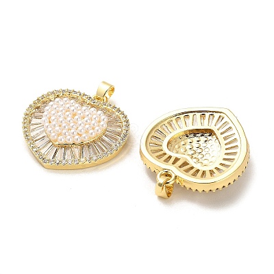 Brass Micro Pave Cubic Zirconia Pendants KK-K355-16G-1