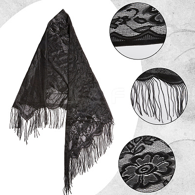 Lace Flower Detachable Polyester Shawl AJEW-WH20072-43C-1