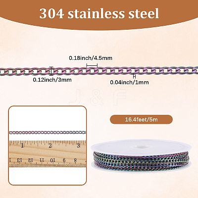 5M Ion Plating(IP) 304 Stainless Steel Curb Chains CHS-SC0001-10-1