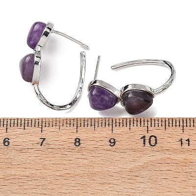 Valentine's Day Heart Natural Amethyst Stud Earrings EJEW-T053-01P-09-1