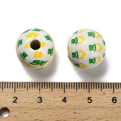 St. Patrick's Day Series Printed Schima Wood European Beads WOOD-V002-01B-1