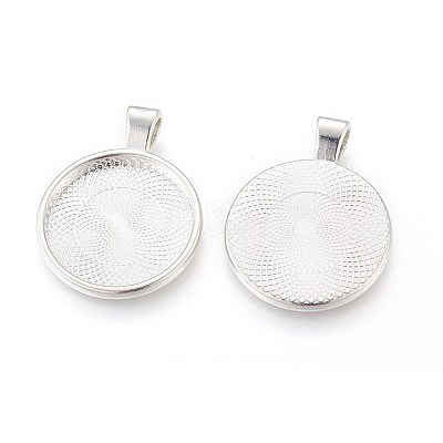 Flat Round Alloy Pendant Cabochon Settings LS-PALLOY-A15654-S-1