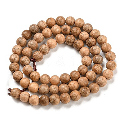 Natural Wood Beads Strands WOOD-F008-05-D-1