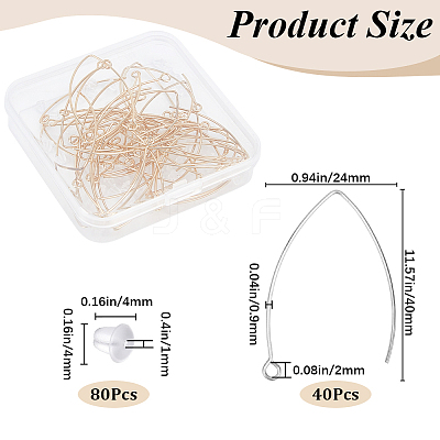 40Pcs 304 Stainless Steel Earring Hooks STAS-SP0001-40G-1
