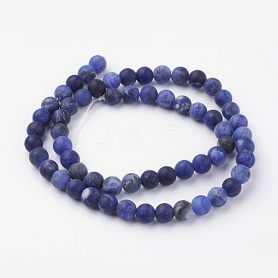 Natural Sodalite Bead Strands G-G735-58F-6mm-A-1