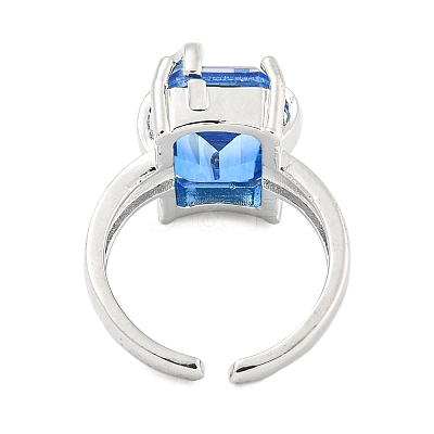 304 Stainless Steel Cubic Zirconia Open Cuff Ring RJEW-S406-05P-04-1