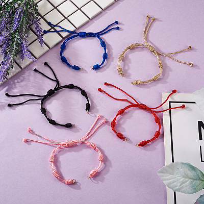 10Pcs 5 Colors Adjustable Braided Nylon Cord Bracelet Making AJEW-TA0001-25-1
