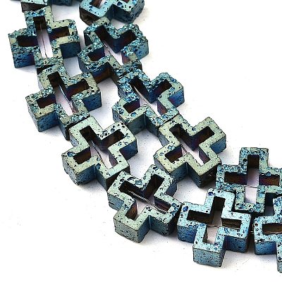 Electroplated Natural Lava Rock Beads Strands G-K388-02C-1