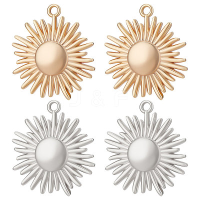 12Pcs 2 Colors Brass Solar Eclipse Pendants KK-BBC0007-63-1