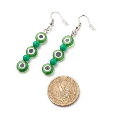 Lampwork Evil Eye & Acrylic Beaded Dangle Earrings EJEW-JE04972-03-1