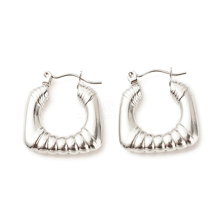 304 Stainless Steel Chunky Rectangle Hoop Earrings for Women EJEW-K242-03P-1