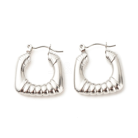 Non-Tarnish 304 Stainless Steel Chunky Rectangle Hoop Earrings for Women EJEW-K242-03P-1