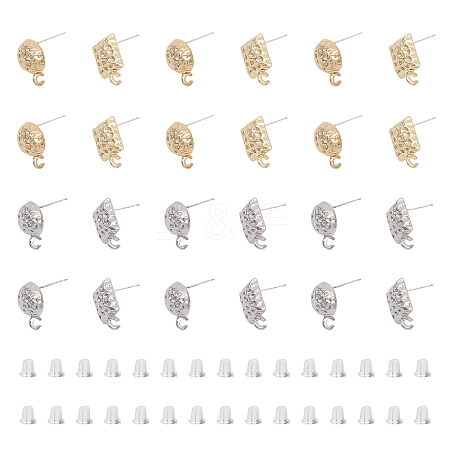 CHGCRAFT 24Pcs 4 Styles Rack Plating Alloy Stud Earring Findings FIND-CA0007-25-1