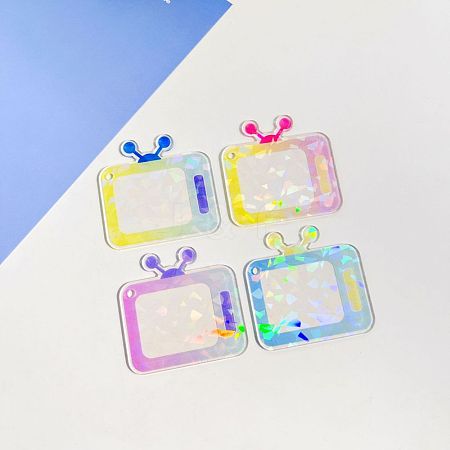 4Pcs 4 Colors Laser Style Acrylic Disc Keychain Blanks ZXFQ-PW0003-13B-1